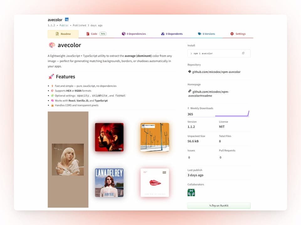 اسکرینشات پروژه پکیج Avecolor