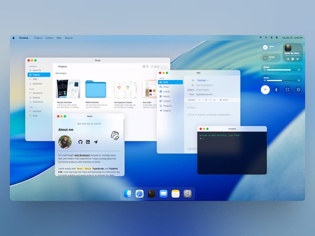 اسکرینشات پروژه پورتفولیو macOS